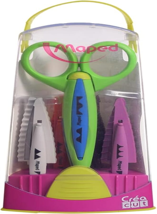 Maped Crea Cut Stainless Steel Scissor With Extra Blades - Green And Blue